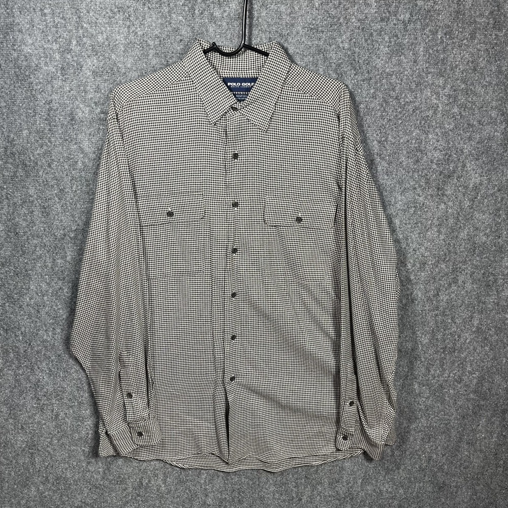 Polo Golf Ralph Lauren Shirt Mens Large Gray Benford Long Sleeve Button Up EUC